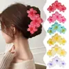Clássico do TikTok Cor Gradiente Jelly Três Flores Presilha de Cabelo Flor Plumeria Estilo Férias na Praia Presilha de Garra Flor Única