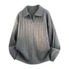 Camisa polo, suéter de punto, suéter para hombre, cuello en V de gaviota, tejido de trenzas, estilo 'old money', venta al por mayor transfronteriza de fábrica