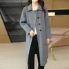 Abrigo de Lana para Mujer 2026 Otoño e Invierno Nuevo Estilo Lana Doble Cara Gabardina de Solapa Única Bolsillo Grande Abrigo de Mujer