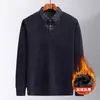 Suéter Quente com Forro de Lã com Design Falso de Duas Peças para Homens de Meia-Idade e Idosos, Nova Camisa Base Casual Espessada da Moda para Pais