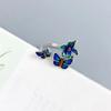 Anillo de Plata Esterlina 925 Multimariposa Flor Floreciente Anillo Personalizado Dedo Índice Artesanía Azul Quemado Accesorios Antiguos Exagerados
