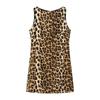 Vestido Curto de Moda de Rua Transfronteiriço Europeu e Americano Feminino 2024 Novo Sem Mangas Cintura Alta Estampa Animal no Quadril