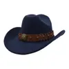 Aliexpress Amazon Novo Chapéu de Lã Estilo Étnico Chapéu Jazz Chapéu de Aba Larga Chapéu de Cowboy Ocidental Yzd057