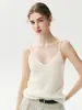 Camisola de punto V 100% cachemira, sencilla y elegante, con tirantes finos para mujer, ligera y con detalle de canalé vertical, perfecta como capa interior.