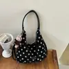 Bolsa de Lona Casual de Gran Capacidad para Mujer, Nueva Ligera para Viajes de Otoño Temprano 2026, Bolso Tote Tipo Cubo de Lunares