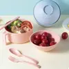 Tazón Instantáneo de Paja de Trigo Espesado para Fideos Instantáneos Set de Tazón para Ramen para Dormitorio de Estudiantes Hogar con Tenedor, Cuchara, Palillos y Tapa
