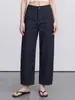 Novedad Otoño 2026 Jeans de Cintura Alta Adelgazantes Pantalones de Pierna Recta para Mujer, Pantalones Cropped de Pierna Ancha de Algodón Puro Vintage Azul Oscuro