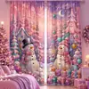 Amazon Venda Quente Transfronteiriça Cortinas com Impressão Digital Série de Natal Decoração de Casa Cortinas Blackout SHIEN Dropshipping