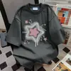 Camiseta Corta Interesante con Estampado de Estrellas para Mujer Tendencia Estilo Ins 2025 Verano Estilo Callejero Holgada Cuello Redondo