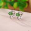 Yilu Plata S925 Plata Esterlina Jaspe de Hotan Rojo del Sur Hoja de Sauce Fideos de Huevo Retro Moda China Nueva Aretes Elegantes Clip para la Oreja
