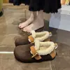 Sapatos de exterior com sola macia, acolchoados de algodão, com forro de pelúcia, modernos, gola felpuda, sapatos peludos para mulheres, outono/inverno, sapatos de dirigir para pessoas preguiçosas, slip-on