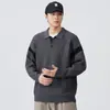 Suéter de peso pesado con bloques de color y cuello para hombre de 750 g, nuevo estilo de invierno, texturizado, cálido, chaqueta de punto estilo old money