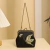Bolsa de Boca Dorada Estilo Chino Antiguo Bordado de Flor de Cerezo Cheongsam Monedero Vintage de Monedas Mariposa Pequeña Magnolia Billetera de Monedas Bolso de Mano