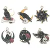 Halloween Pássaro Preto Cobra Gato Caveira Morcego Animal Pingente Conjunto de Pingentes Colar Brincos DIY Acessórios de Joias