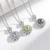 Colar de Girassol Cortado em Fogos de Artifício com Pedras Preciosas Coloridas, Pingente de Zircônia Diamantada de Alto Carbono, Venda Direta para Transmissão ao Vivo no Xiaohongshu