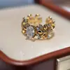 Anillo Joyería Estilo Industria Pesada Lujoso Cepillado Estilo Flor de Lirio Nieve Antigua Vintage