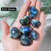Pieza de michelín de piedra lunar azul natural, labradorita, piedra original, colgante de corazón oceánico en forma de corazón, joyería de cristal al por mayor