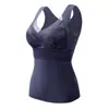 Chaleco de forro polar doble cara para mujer para otoño e invierno, con forro polar adicional para mayor calidez, diseño sin costuras y almohadillas para sujetador incorporadas, eliminando la necesidad de usar un sujetador aparte