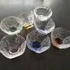 Tigela Hexagonal de Cristal Vidro Transparente para Tigela Colorida Homenagem ao Templo Budista Tigela de Água Benta