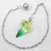 Venta caliente Ágata natural Cristal gema cono hexágono cono colgante DIY Colgante de cristal