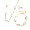 Set de Flores de Trébol de Cuatro Hojas Transfronterizo Joyería de Acero de Titanio al por Mayor Joyería de Acero Inoxidable de Lujo Ligero de Gama Alta