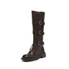 Comercio Exterior Estilo Británico Hebilla Cuero Genuino Botas Martin para Mujer 2026 Transfronterizo Tacón Grueso Adelgazantes Botas Largas Botas Altas Botas Vaqueras