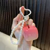 Llavero colgante creativo de manzana simulada con cuentas, lindo accesorio pequeño estilo Ins para llavero de bolsa de coche de pareja