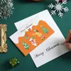 Cartão de felicitações criativo fofo de desenho animado para crianças de Natal com douramento Cartão com mensagem de bênção de Natal Papai Noel boneco de neve