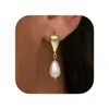2026 Amazon Comercio Electrónico Transfronterizo Pendientes Largos Colgantes Perla Dorada Fiesta de Boda Novia Pendientes de Nicho