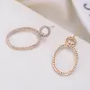 Pendientes de Cobre con Circonita Ovalados de Personalidad Geométrica Simple Elegante Estilo Coreano Pendientes de Moda para Mujer