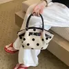 2026 Nueva Cesta de Mimbre con Lunares Transfronteriza para Mujer, Bolso Cruzado de Moda y Estilo, Bolso Cubo Versátil para Hombro