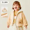 Jaqueta Infantil Jingqi Outono e Inverno Meninos e Meninas Bebê Plus Veludo Quente Com Capuz Top Roupa de Exterior à Prova de Vento Infantil