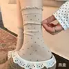 Meias Largas de Bolinhas com Babados Estilo Quatro Estações para Mulheres, Meias de Cano Médio, Meias Longas Estilo Ballet Japonês para Primavera e Outono, Meias para Gestantes