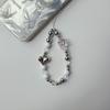 Pulsera Creativa de Perlas de Cristal con Lazo Cadena Colgante para Teléfono Móvil Estilo Ins Accesorios Colgantes para Teléfono Móvil Decoración Blanco Amor