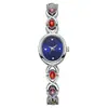 Novo Usado Tendência Oval Pedra Colorida Luz Arco-Íris Luxo Feminino Relógio Clássico Fofo Oval Feminino Pulseira Relógio