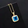 Collar Colgante Cuadrado de Zircón Esmeralda de Nicho Coreano y Japonés para Hombres y Mujeres, Parejas y Mejores Amigos, con un Estilo de Lujo Ligero y Sensación de Alta Gama, Cadena para la Clavícula