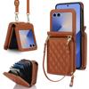 Samsung Z Flip8 Pequeño Estilo Chanel Cruzado Plegable Portatarjetas Grande Funda para Teléfono Adecuado para Huawei/Oppo/Moto Funda de Cuero