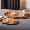 Bandeja Ovalada Transfronteriza con Imitación de Madera, Plato de Cena, Bandeja para Té, Bandeja de Almacenamiento para Tazas de Agua del Hogar, Plato para Pasteles de Cafetería