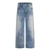 Calça Jeans Rasgada Estilo Punk Americano para Homens, Calça Reta Casual Streetwear Solta, Calça Longa Casual Lavada e Desgastada