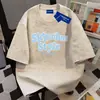 Camiseta de algodón 100% de peso pesado, estilo coreano, holgada para el verano, diseño estilo campus, tie-dye, cuello redondo, manga corta, para hombres y mujeres, parejas