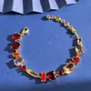 Moda Europeia e Americana Cor Verde Cristal Pulseira Assimétrica Gradiente Luxo Acessível Cor Geométrica Vermelha Pulseira de Diamante