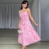 Vestido con tirantes de flores tridimensionales de moda francesa para mujer, estilo europeo y americano, con estampado transfronterizo de Amazon, novedad de verano de 2024