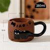 Caneca de gato preto pequeno em relevo, alto valor de cor, criativa, empilhável, xícara de cerâmica fofa, café, leite, xícara de café da manhã sob esmalte