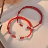 Pulsera Trenzada Roja de Anémona de Moda para Hombres y Mujeres, Mejores Amigos, Parejas, Año del Zodiaco Pulsera Trenzada Hecha a Mano Regalo
