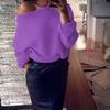 AliExpress Nueva Camisa de Punto Holgada Talla Grande Cuello de Línea Comercio Exterior Manga de Farol Jersey Camisa Batimóvil Suéter Corto para Mujer