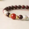 Pulsera de Palisandro de Lujo Ligero con Alto Contenido de Aceite y Textura de Madera Densa, con Cuentas de Piedra Shoushan de la Fortuna, Pulsera Estilo Pareja Unisex al por Mayor