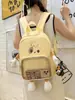 Mochila nueva y linda de dibujos animados para mujer, mochila transparente de moda con bloques de color, bolsa ligera versátil para exteriores y escuela casual