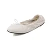 Primeiro Encontro Temporada Doce Estilo Menina Sapatilhas Femininas Laço Plissado Plano Solado Macio Sapatos Únicos Sapatos Rolinho de Ovo