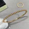 Pulseira Redonda de Contas Trevo de Quatro Folhas Versão Alta Ouro Rosa 18k Borda de Contas Kaleidoscope Pulseira Assinatura Toque de Luxo Feminino