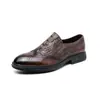 Zapatos Brogue con Relieve para Hombre Talla Grande Transfronterizos 2024, Zapatos de Piel con Patrón de Cocodrilo Formal de Negocios Británicos, Talla 46, Mocasines para Hombre